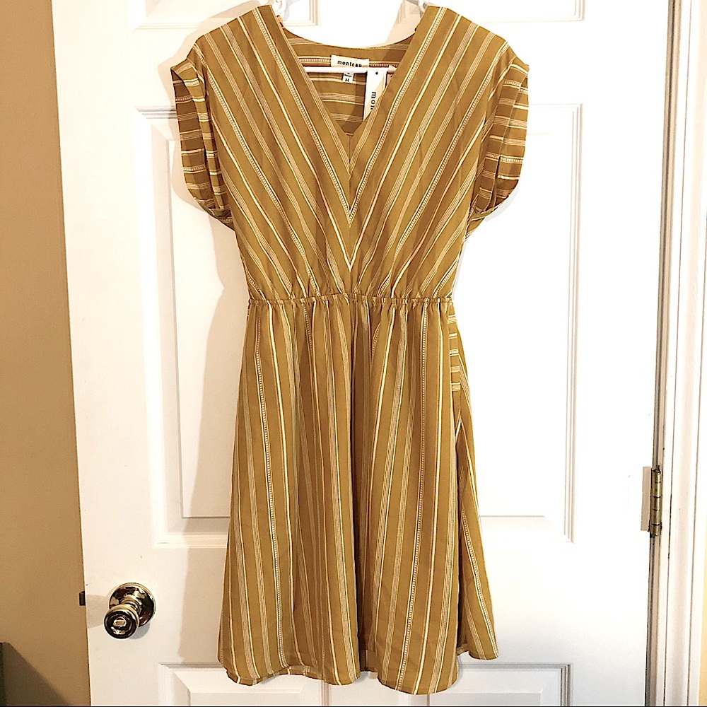 NWT Monteau Mustard Yellow Stripped Dress